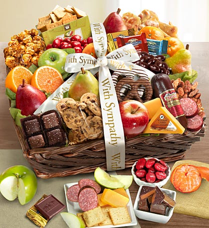 With Sympathy Fruit & Sweets Gift Basket Deluxe